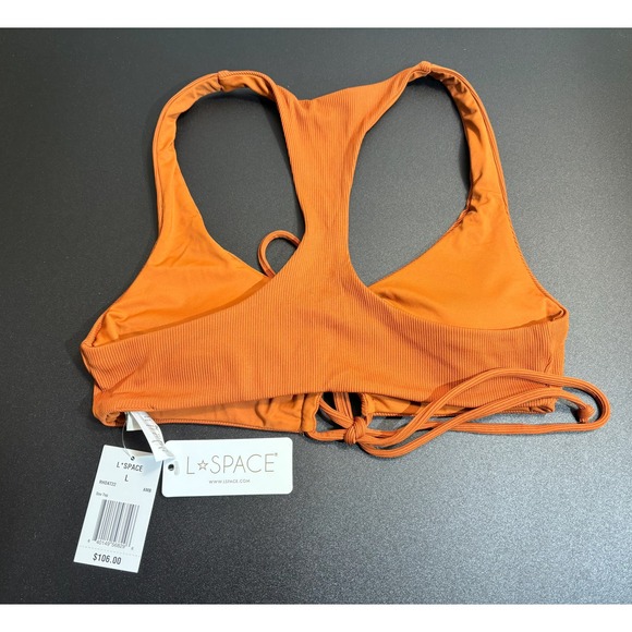 L*Space NWT Ribbed Dax Bikini Swim Top Size Large Amber MSRP $106 - Picture 2 of 2